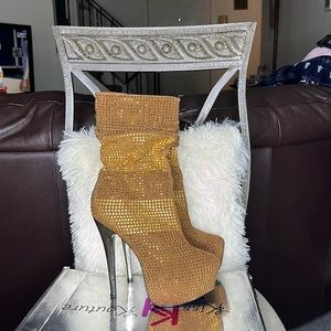 Gold rhinestone boots